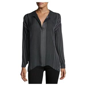 Vince black white pinstriped long sleeved silk blouse size 4